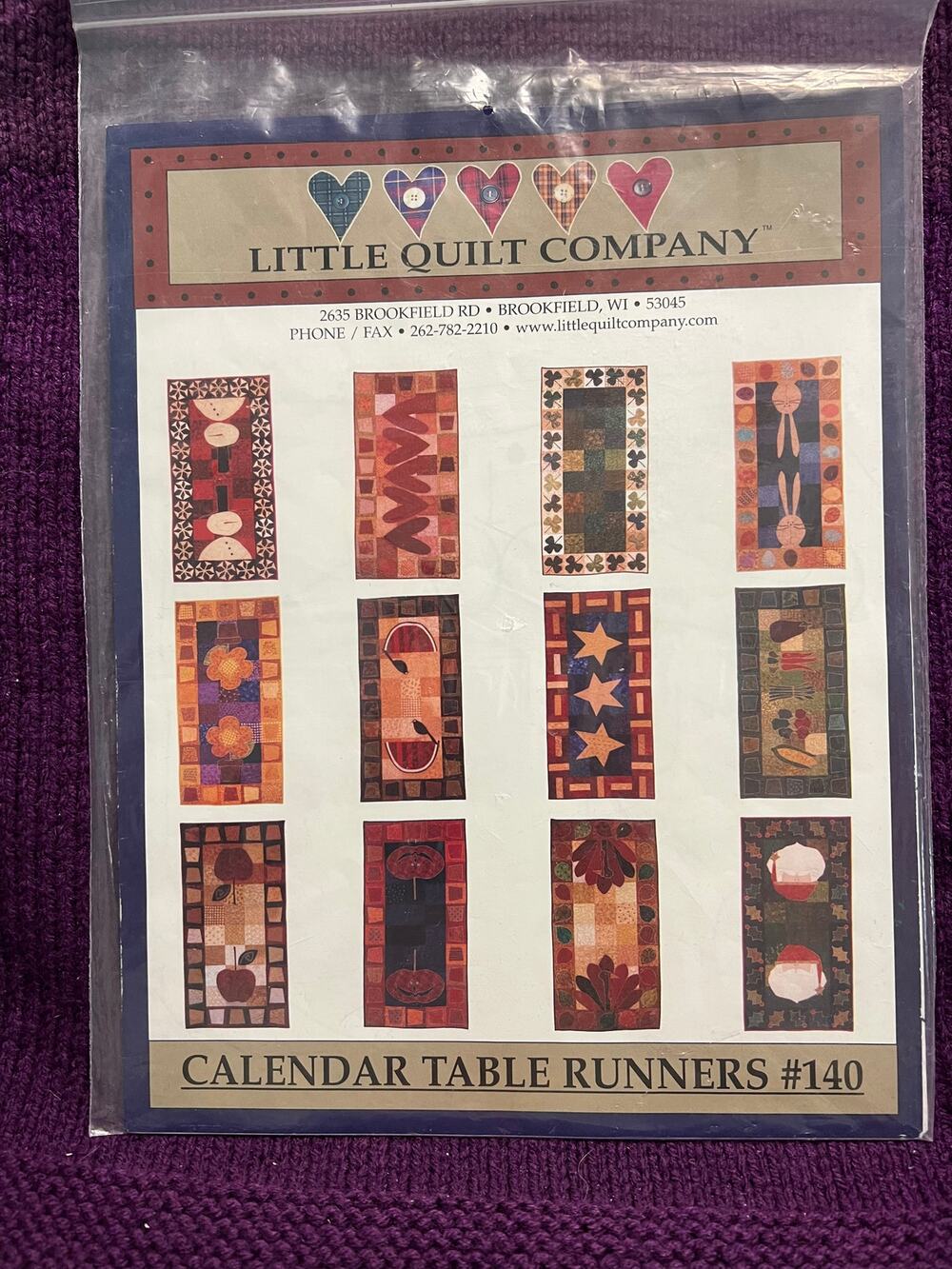 Quilt Sewing pattern calendar table runner